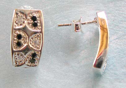 Wholesale cz earring, curve shape sterling silver stud earring with multi mini cz 