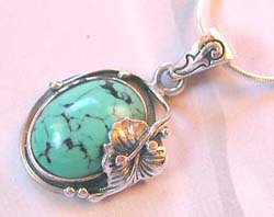 Wholesale jewelry manufacturer wholesale sterling silver penant with an oval turquoise