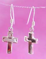 Wholesale religious jewelry, sterling silver cross earring with mother of pearl seashell
