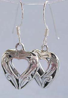 Wholesale heart love jewelry, heart love sterling silver hook earring