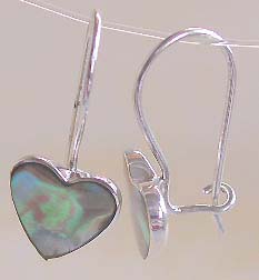 Wholesale silver earring, heart love abalone seashell sterling silver earring