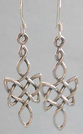 Celtic fashion jewelry supply, sterling silver fish shook earring, Celtic knot work trend