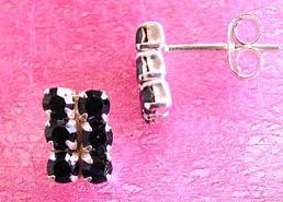 Wholesale earring catalog, stud silver earring with six black mini cz