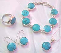 Fashion jewelry online purchase wholesale sterling silver jewelry set with round turquoise