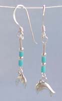 Wholesale earring distributor, blue silver beaded sterling silver earring with dolphin