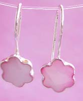 Sterling silver earring wholesale lot, hook earring with flower pinkish mother of pearl seashell