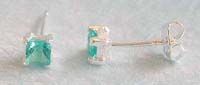 Wholesale earring for lady, blue square cz embedded sterling silver stud earring