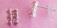 Wholesale earring, sterling silver stud earring with six pinkish cz stone