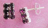 Silver jewelry Bali direct import, six mini purple cz inlaid sterling silver stud earring