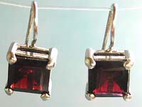 Fashion silver jewelry wholesale, hook sterling silver earring with diamond red garnet stone