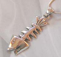 Sterling silver teen jewelry, wholesale sterling silver fish bone pendant